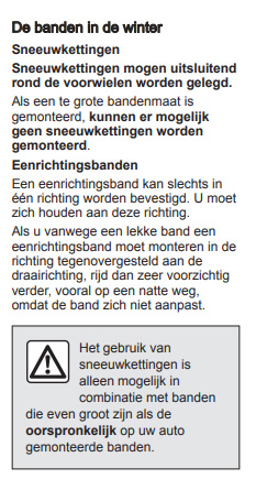 Handleiding ASX over sneeuwkettingen